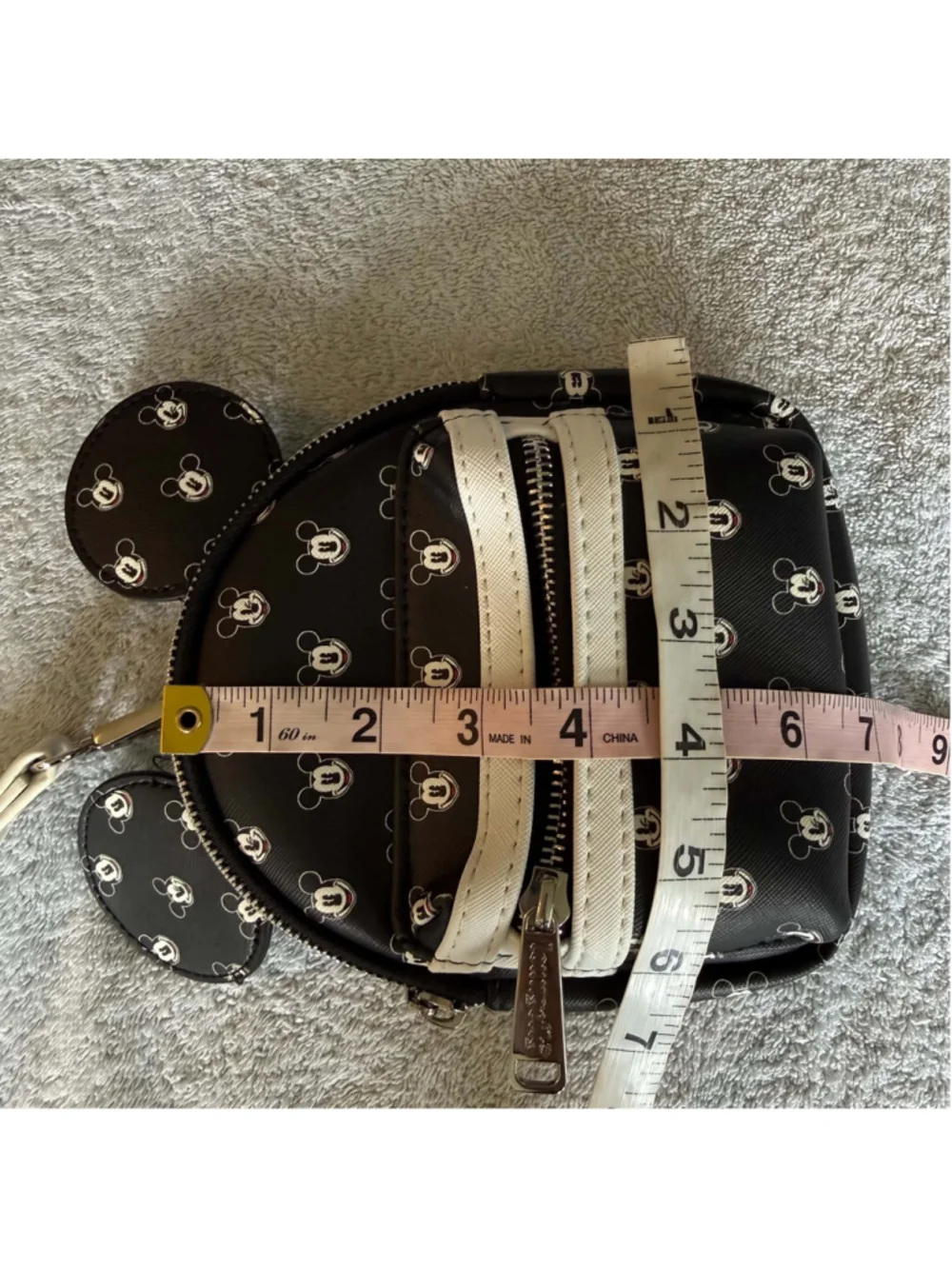 Disney Parks Loungefly Mickey Mouse Print Mini Backpack Wristlet, Black/White
